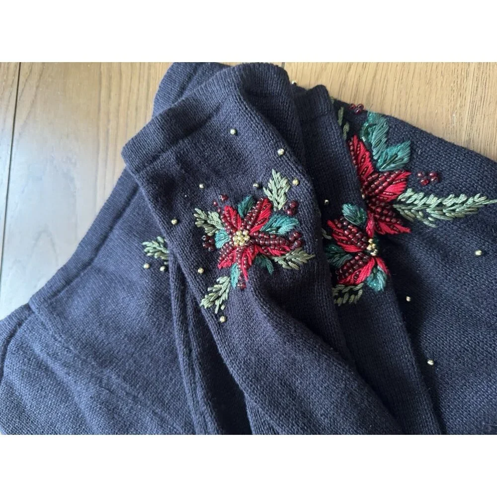 Heirloom Collectibles Women‎ Size Large Christmas Cardigan Sweater Embroidered